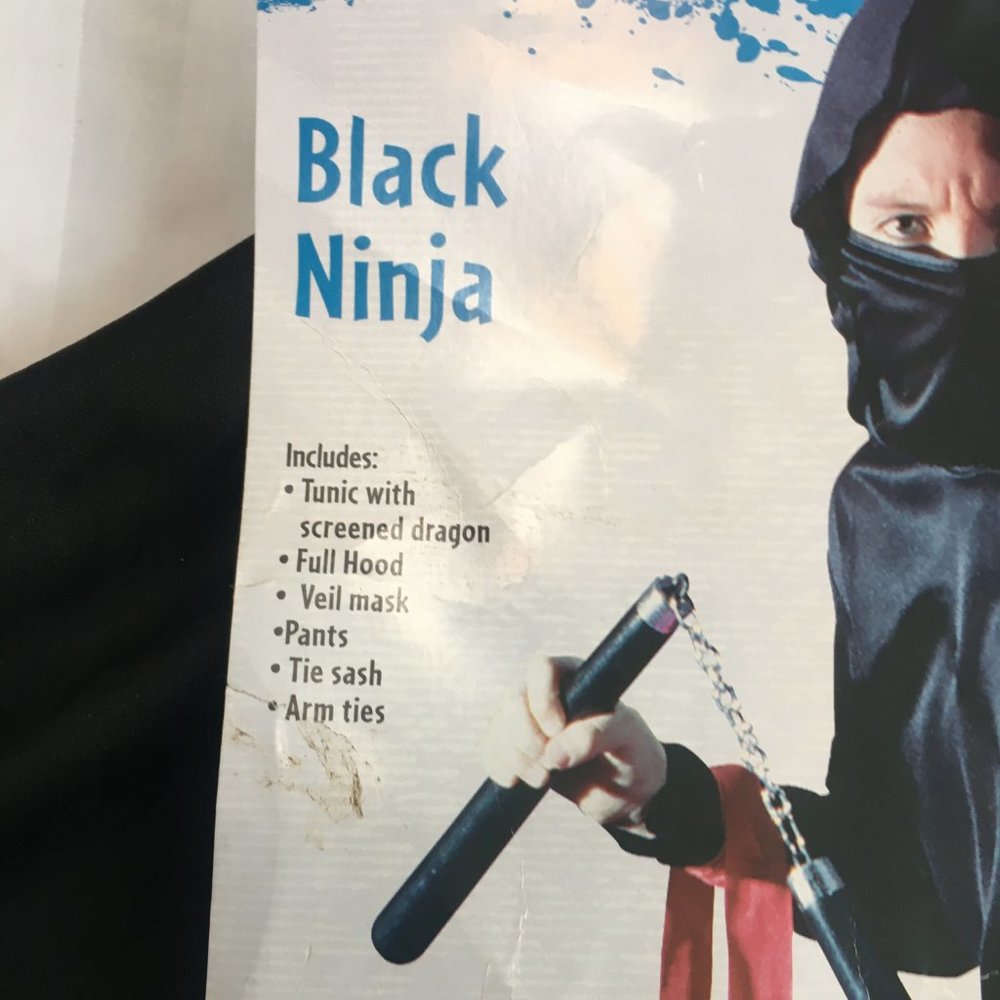 Black Ninja Boys Child Kid Halloween Costume Size 12 to 14 Fun World New - Picture 7 of 12